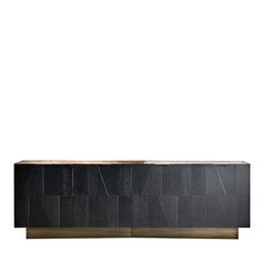 a black and gold sideboard on a white background