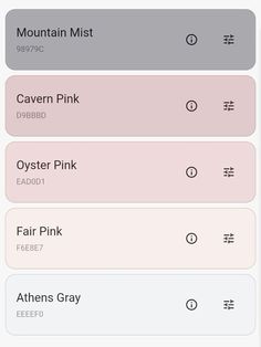 an iphone screen showing the settings for different types of pinks and greys on it