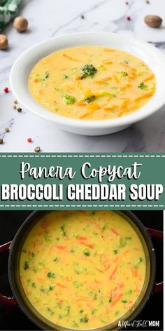 broccoli cheddar soup in a white bowl