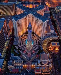 an aerial view of the las vegas strip at night