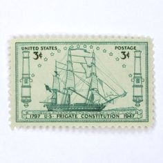 an old postage stamp with a ship on it's front and the number 35