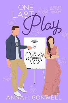 a man and woman standing next to each other in front of a whiteboard with the words one last play on it