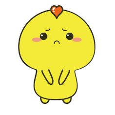 a cute little yellow bird with a heart on it's head