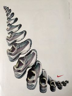 an advertisement for nike shoes is shown in the air with their soles still attached