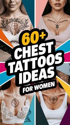 the cover of 60 chest tattoos ideas for women