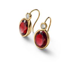 CROISÉ EARRINGS, Red Grandmother Jewelry, Clear Crystal Earrings, Bride Earrings, Popular Jewelry, Gold Earrings Designs, Ear Rings, Engagement Jewelry, Gold Plated Earrings, Baccarat