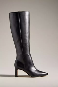 Sam Edelman Sylvia Boots | Anthropologie Leather Heel Boots, Sam Edelman Boots, Glamour Nails, Plastic Heels, Walk In My Shoes, Weather Boots, Fall 24, Black Boots Tall, Shoe Inspo