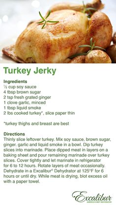 the recipe for turkey is shown in green and white