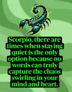 a scorpion with the words scorpion, there are times when staying quiet is the only word words can truly capture chaos and your mind and heart