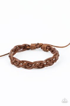 Rustic brown leather laces decoratively weave across the wrist, creating a rugged centerpiece. Features an adjustable sliding knot closure. Sold as one individual bracelet. 6/22/2021 Adjustable Sliding Knot, Sliding Knot Closure, Leather Jewellery, Brown Leather Bracelet, Nickel Free Jewelry, Brown Bracelet, Unisex Bracelets, Sliding Knot, Paparazzi Accessories