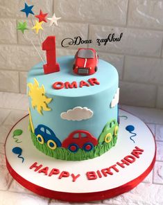 Car Theme Cake, 2nd Birthday Cake Boy, Cars Cake Design, Toddler Birthday Cakes, Cars Theme Cake, Rodjendanske Torte, Boys First Birthday Cake