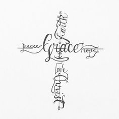 a cross with the words grace and hope written in cursive writing