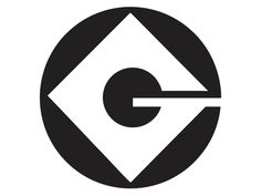 the letter g in a circle with an arrow on it's center and bottom corner