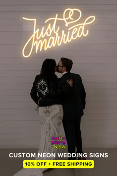 Just married custom neon wedding sign.  10% OFF  plus free shipping at neon signs now.  Customize yours! Neon Sign Wedding Backdrop, Wedding Sign Last Name, Rock N Roll Wedding, Custom Neon Lights, Diy Jewelry Inspiration, 2025 Wedding, Mr And Mrs Wedding, Neon Wedding, Neon Light Signs