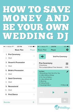 the wedding dj app with text that reads how to save money and be your own wedding dj