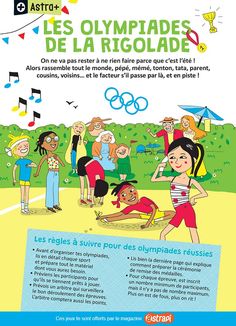 an advertisement for the olympic games in france, with children playing and dancing around it