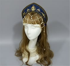 Renaissance Women Tudor Headpiece Royal French Hood with Beads Chain Tiara | eBay Tudor Dress, Medieval Princess, Beaded Headpiece, Princess Hat, Art Outfit, Headpiece Jewelry, Crystal Headpiece, Fantasy Hair, Black Headband