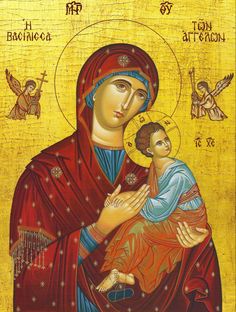 an icon of the virgin mary and child jesus