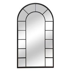 an arched window mirror on a white background