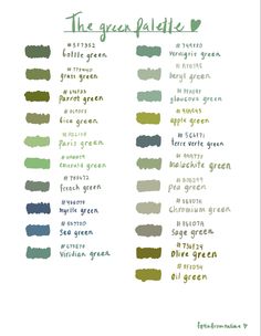 the green palette is full of different shades