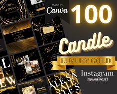 an image of luxury gold instagrams with the words canva candle on it