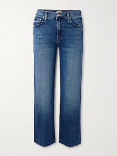 Thanks to their classic cut, MOTHER’s ‘The Rambler Zip’ jeans are the type that will always look the part. They have a mid rise and cropped straight legs with frayed hems. The whiskering and faded knees create a love-worn feel. Mother Clothing, Washed Jeans, Cropped Denim, Oversized Sweater, Classic Blue, Blue Shirt, New Wardrobe, Slim Fit Jeans, Net A Porter