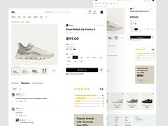 two screens showing shoes and other items on the same page, one is for sale