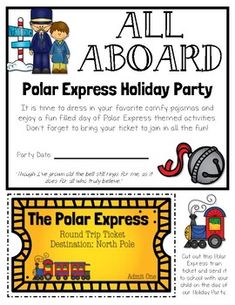 the polar express holiday party is shown with information about what to do and where to go