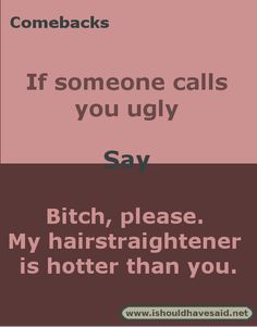 Comebacks when someone calls you ugly | I should have said