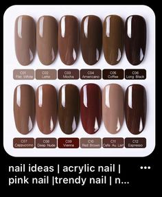 Red nails brown nails nude nails neutral nails fall nails fall trendy nails red fall nails Builder Gel Autumn Nails, November Nails Ideas Solid Color, New Fall Nail Colors 2024, Pyramid Nail Colors, Brown Nail Shades, November Nail Colours, Brown Dip Nail Colors, Brown Red Nail Polish, Rose Brown Nails