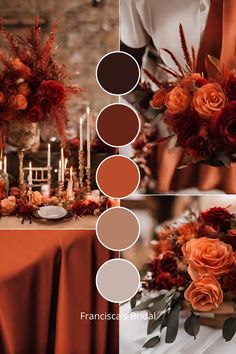 an orange and brown wedding color scheme