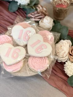 Cookie Favors - Sweet Sixteen Sweet 16 Fun Ideas, Sweet Sixteen Cookies Decorated, Pink Sweet Sixteen Decorations, Sweet 16 Cookie Ideas, 16th Birthday Party Ideas Sweet 16 Theme, Sweet Sixteen Cookies, Sweet 16 Cookies, Party Favors Sweet 16, Sweet Sixteen Party Favors