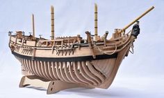 a wooden model of a pirate ship