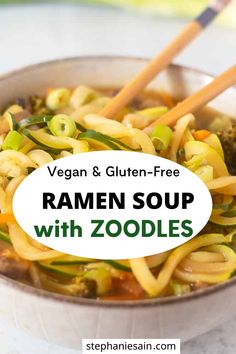 vegan and gluten - free ramen soup with noodles in a bowl