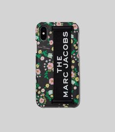 a phone case with flowers and the words marccacobs on it in black