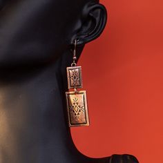 Aztec engraved design Approximately : 2" Length Aztec Earrings, Earrings Square, Engraved Design, Square Earrings, Sheet Of Paper, Dangle Earrings, Square, Silver, Gold