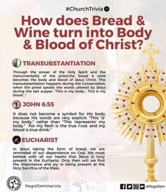 an advertisement for a wine turn into body and blood of christ, with the words how does bread & wine turn into body and blood of christ?