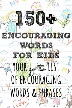 the cover of 150 engaging words for kids to use in their writing and drawing skills