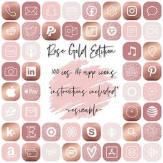 the rose gold icon pack includes icons and text