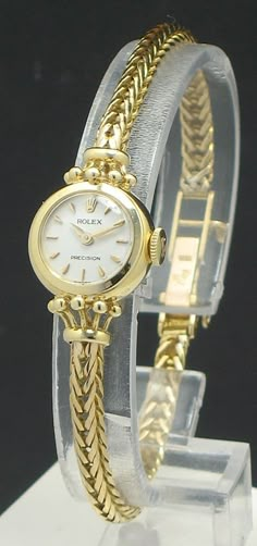 STUNNING SOLID 18CT GOLD ROLEX PRECISION LADIES COCKTAIL WATCH C1956 Luxury Gold Watches Women, Vintage Womens Rolex Watch, Lady Rolex Watch, Gold Ladies Watch, Cocktail Watch Women, Unique Watch Design, Ladies Gold Watch Designs, Vintage Rolex Women, Vintage Gold Watch Women