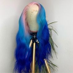 Peruvian Hair Pink And Blue Ombre Color Lace Front Wig Natural Waves Hair, Blue Wig, Pretty Hair Color, Hair Shop, Peruvian Hair, Front Lace Wigs Human Hair, Baddie Hairstyles, Ombre Color, Blue Ombre