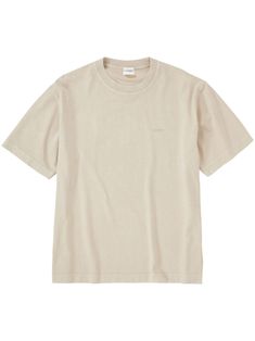 beige organic cotton logo print at the chest crew neck drop shoulder short sleeves straight hem This item is made from at least 50% organic materials. Learn more about what makes a product Conscious on our Conscious Criteria page Thick Tshirts, Neutral Shirts, Beige Clothes, Cream Tshirt, Blank Tshirt, Nude Shirt, Outfit Shuffles, Baggy Shirts, Neutral Shirt