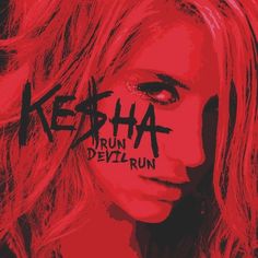 a woman's face with the words kesha written on her forehead in black and red