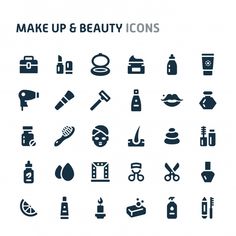 make up and beauty icons set