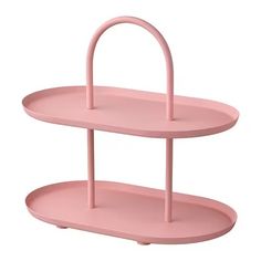 two tiered trays with handles in pink