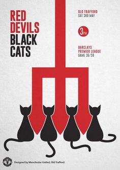 red devil's black cats movie poster with three black cats sitting on the floor