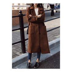 Long Brown Coat, Brown Wool Coat, Long Outer, Coat Collar, Brown Trench Coat, Long Sleeve Coat, Long Winter Coats, Collar Coat, Caramel Brown