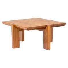 a wooden table with two legs and a square top on an isolated white background for use as a coffee table