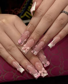 Nails For Valentines Day Acrylic, Square Pink Nails Ideas, Pink Bling Nails, Fake Nails Designs, Valentines Day Nails