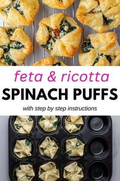 spinach puffs with step by step instructions on how to make them